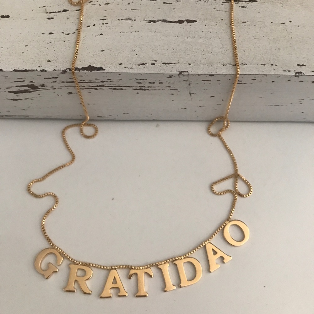 Texture Script Words Charm Pendant 18k Gold Plated